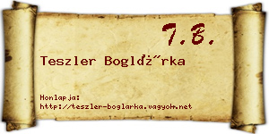 Teszler Boglárka névjegykártya